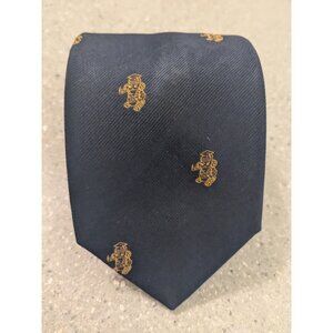 The President Necktie Men's 54x3 Inch Navy Blue Gold Character Accent